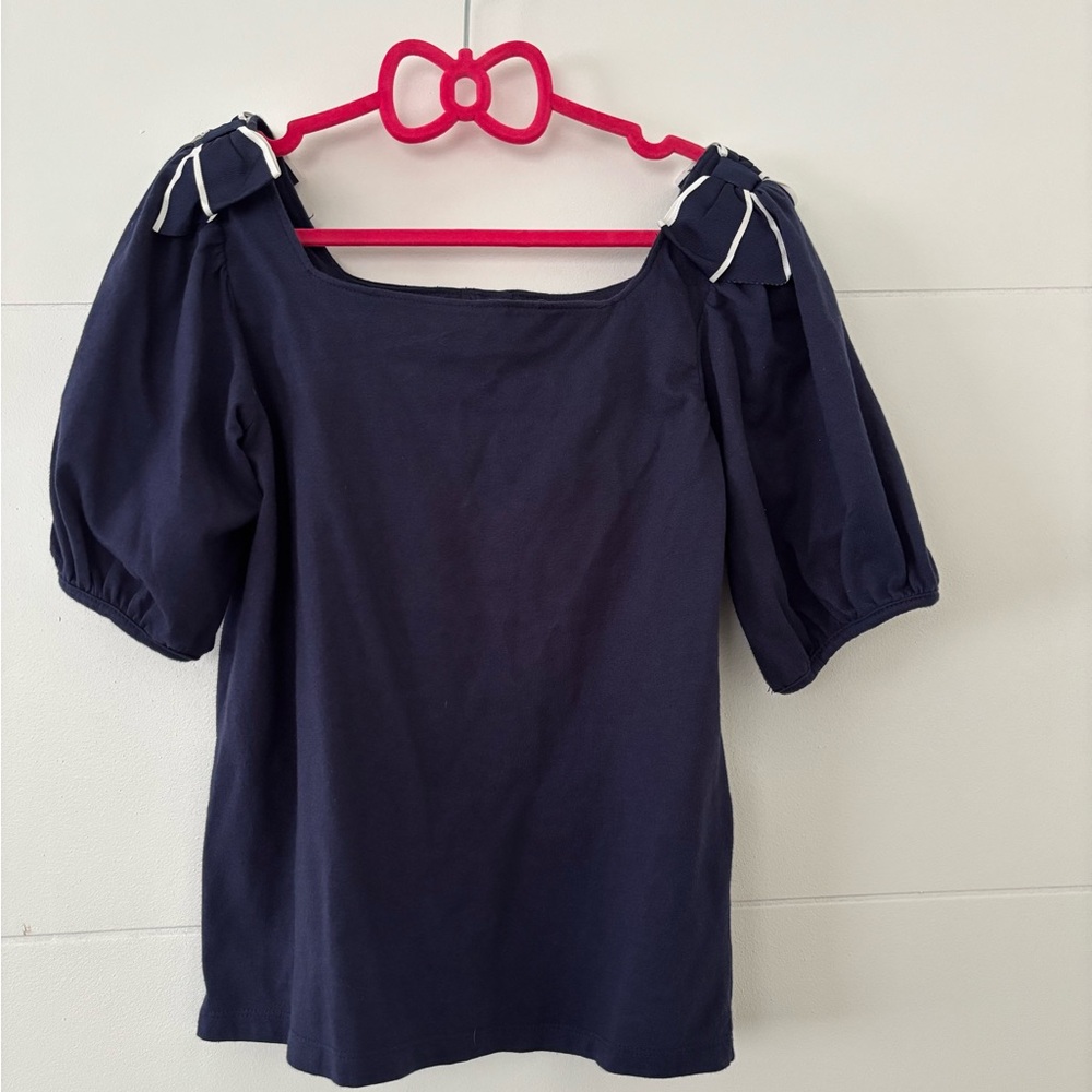 Janie and Jack Navy Blue Puff Sleeve Top